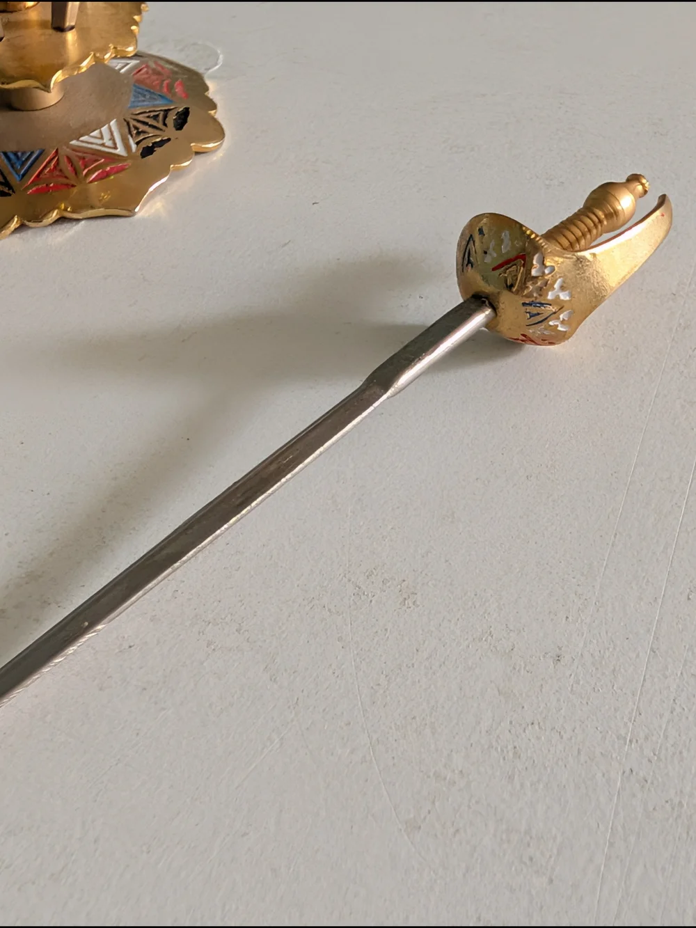 Vintage Toledo Miniature Sword Cocktail Picks Set(6) Brass Mid Century BarWare